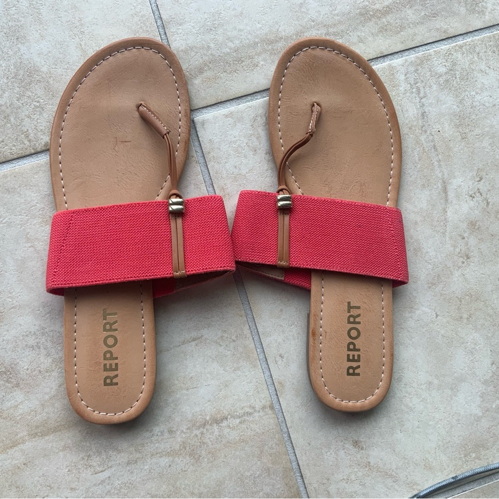 REPORT Orange Flat Sandals Size 9